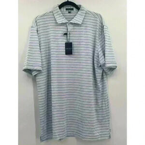 Peter Millar‎ Mens Polo Shirt Gingham Stripe Short Sleeve Performance Golf XXL